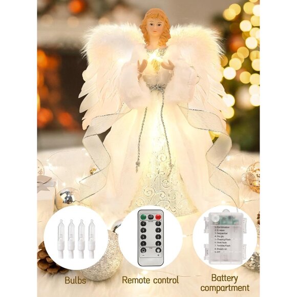 Luxurious 12´´ Silver Angel Christmas Tree Topper...